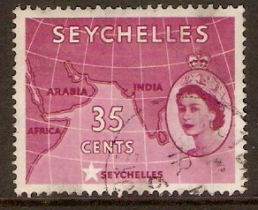 Seychelles 1954 35c Crimson. SG180a.